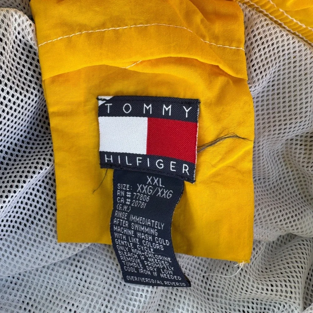Tommy Hilfiger Mens XXL Colorblock Swim Trunks Navy Red White Vintage 90s Style